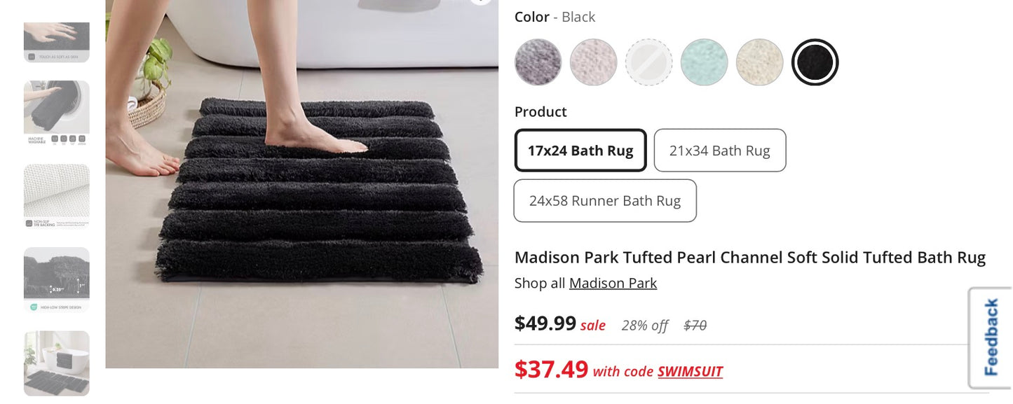 Madison Park Tufted Pearl Channel Soft Solid Tufted Bath Rug 17x24 Inch