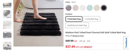 Madison Park Tufted Pearl Channel Soft Solid Tufted Bath Rug 17x24 Inch