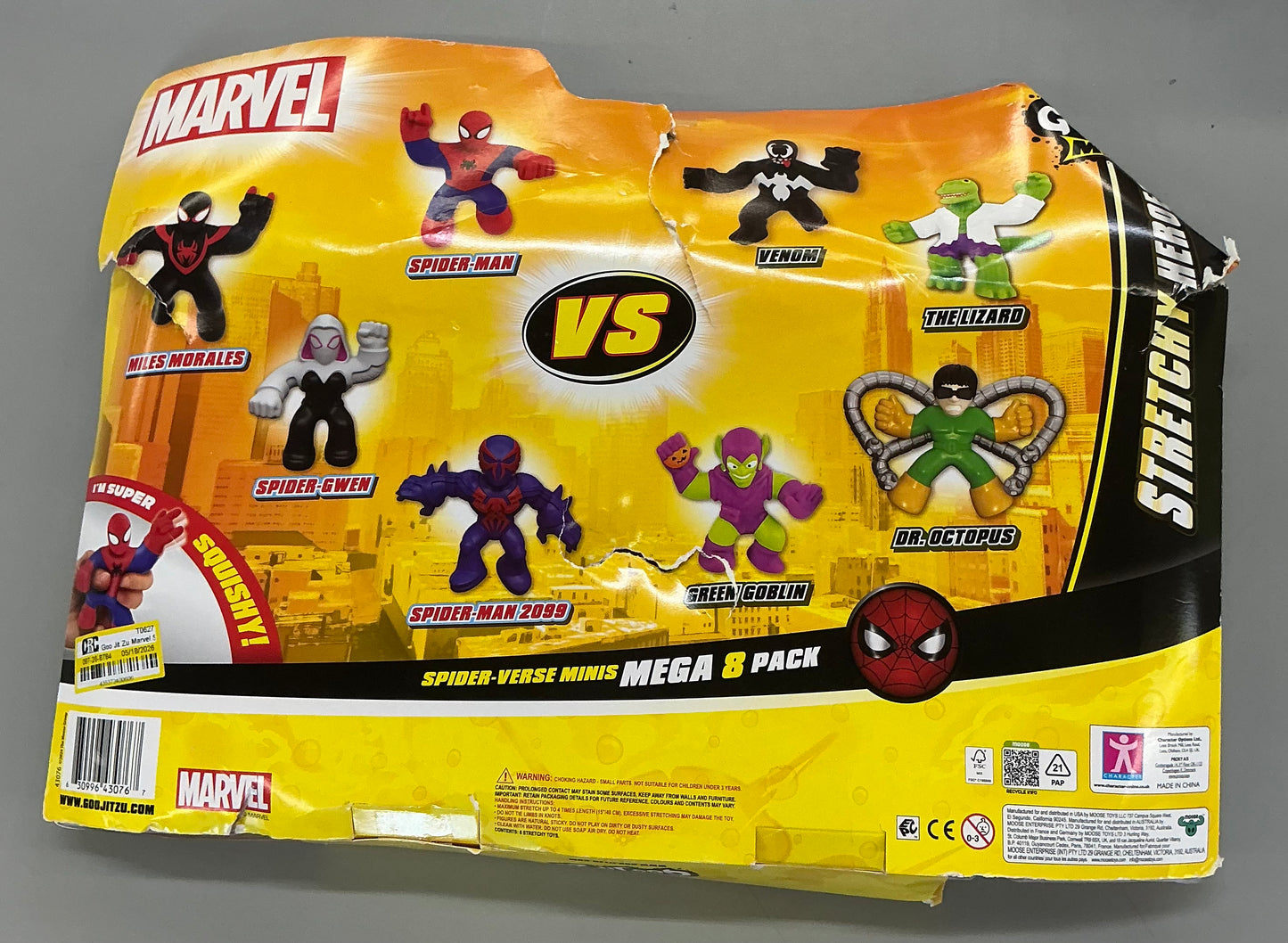 Goo Jit Zu marvel Spider-verse minis - AS IS - OPEN/DAMAGED BOX - MISSING 2