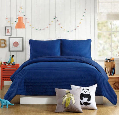 Urban Playground Astor Stripes Quilt Set 2 Pieces Twin-Included(1 Quilt and 1 Sham)-Blue