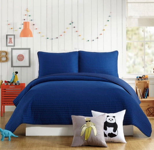 Urban Playground Astor Stripes Quilt Set 2 Pieces Twin-Included(1 Quilt and 1 Sham)-Blue