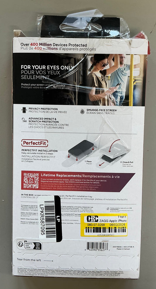 ZAGG Apple iPhone Air screen protector glass elite - OPEN BOX