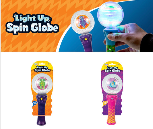 Grin Studios Light Up Spin Globe featuring a robot character