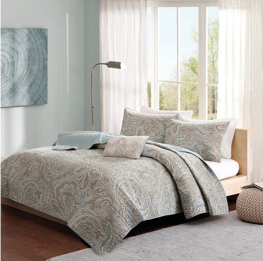 Madison Park Pure Dermot 4-Pc Cotton Quilt Set With Throw Pillow king/ cal king