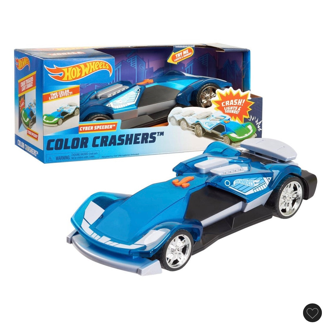Hot Wheels color crashers cyber speeder vehicle 10” blue motorized toy car