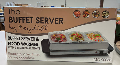MegaChef Buffet Server & Food Warmer, Measurements: 6 Height/Inches, 9.6 Width/Inches, 21 Depth/Inches