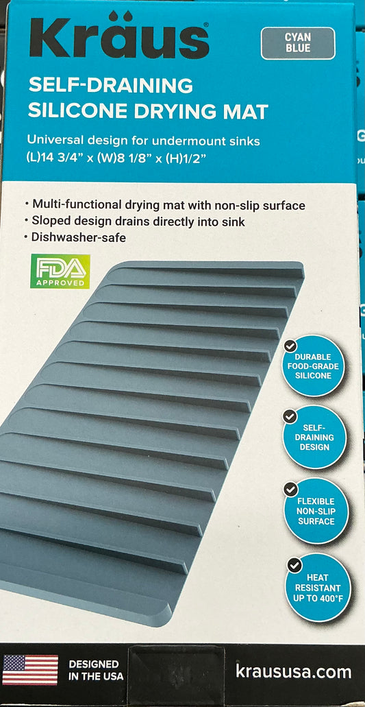 Kraus self draining silicone drying mat-(L)14 3/4” x (W)8 1/8” x (H)1/2”