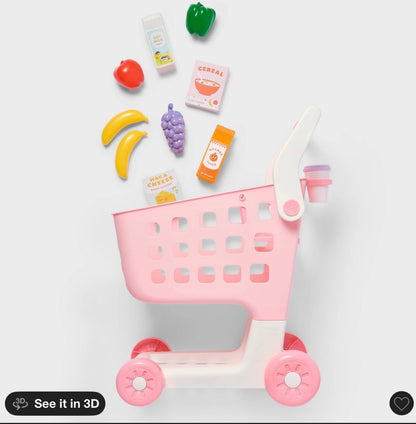 Gigglescape shopping cart and accessories playset: fits 14-inch dolls, includes play food, 12 doll accessories - AS IS - SOME MINOR COSMETIC FLAWS