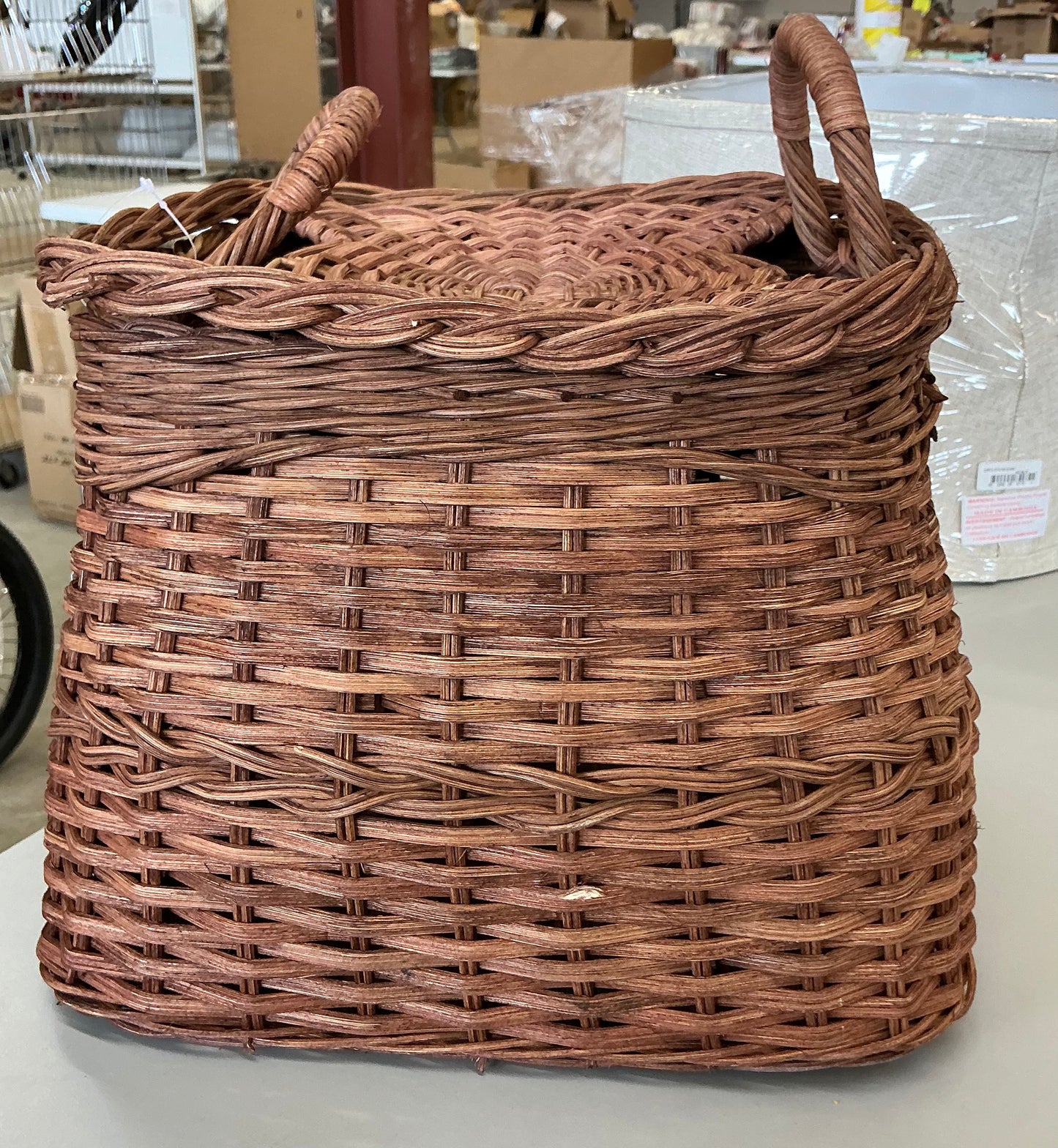Square rattan basket dark brown - AS IS - SOME COSMETIC FLAWS