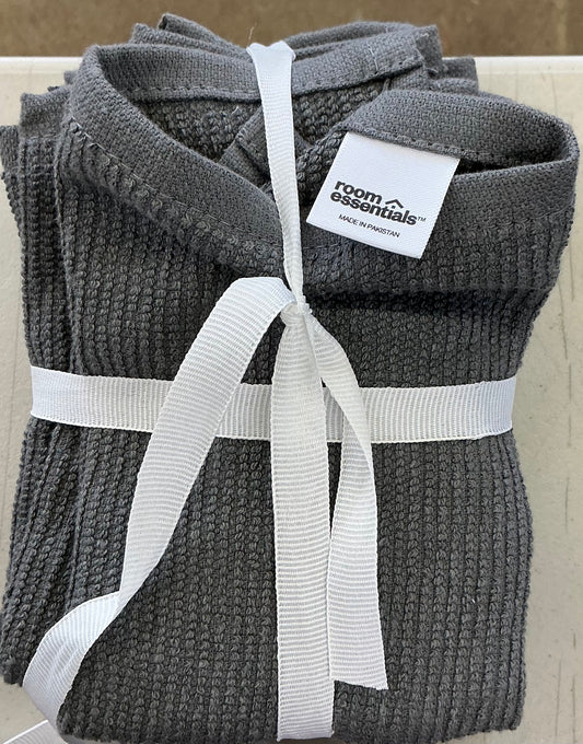 charcoal grey Room Essentials waffle weave cotton bath towels 5Pk
