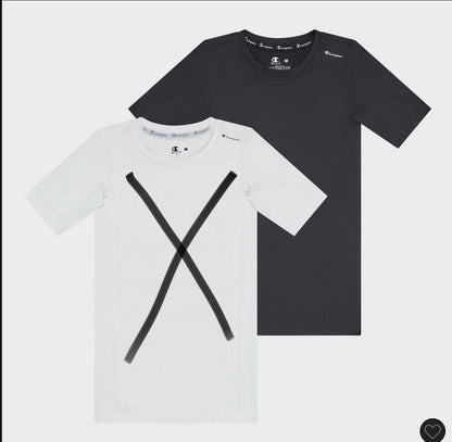 Champion youth compression t-shirt black - size medium 8/10 - open package - missing white t-shirt