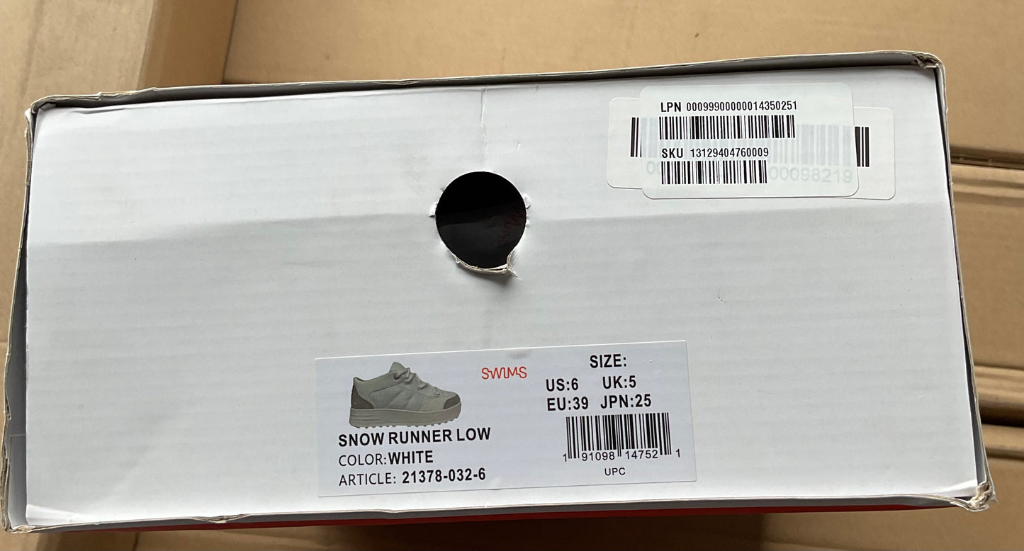 SWIMS White Snow Runner Low (Size Variations) Mens, With Removable Installs