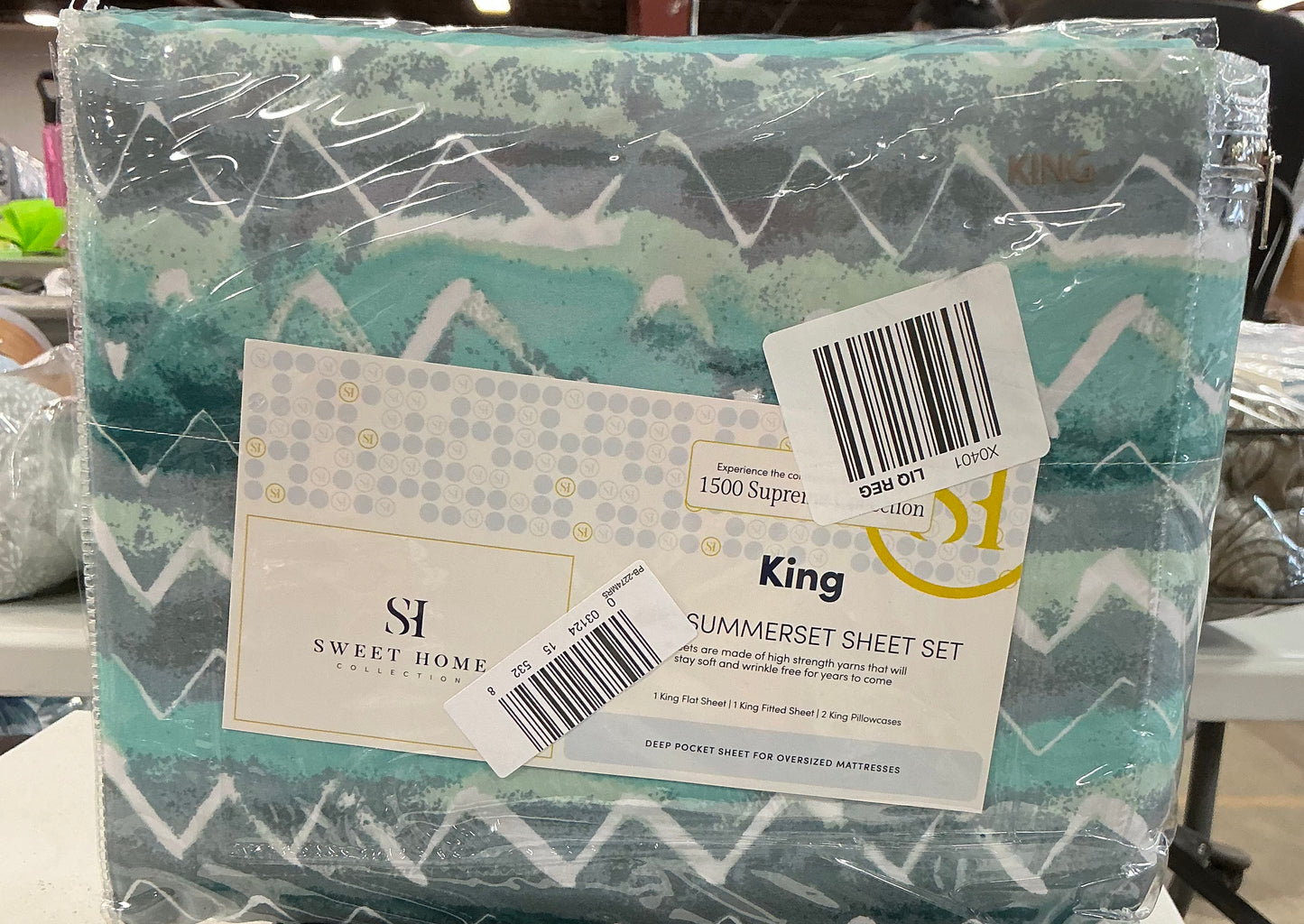 Sweet Home Collection™ Summerset Printed Sheet Set, Double Brushed Microfiber 4-piece King