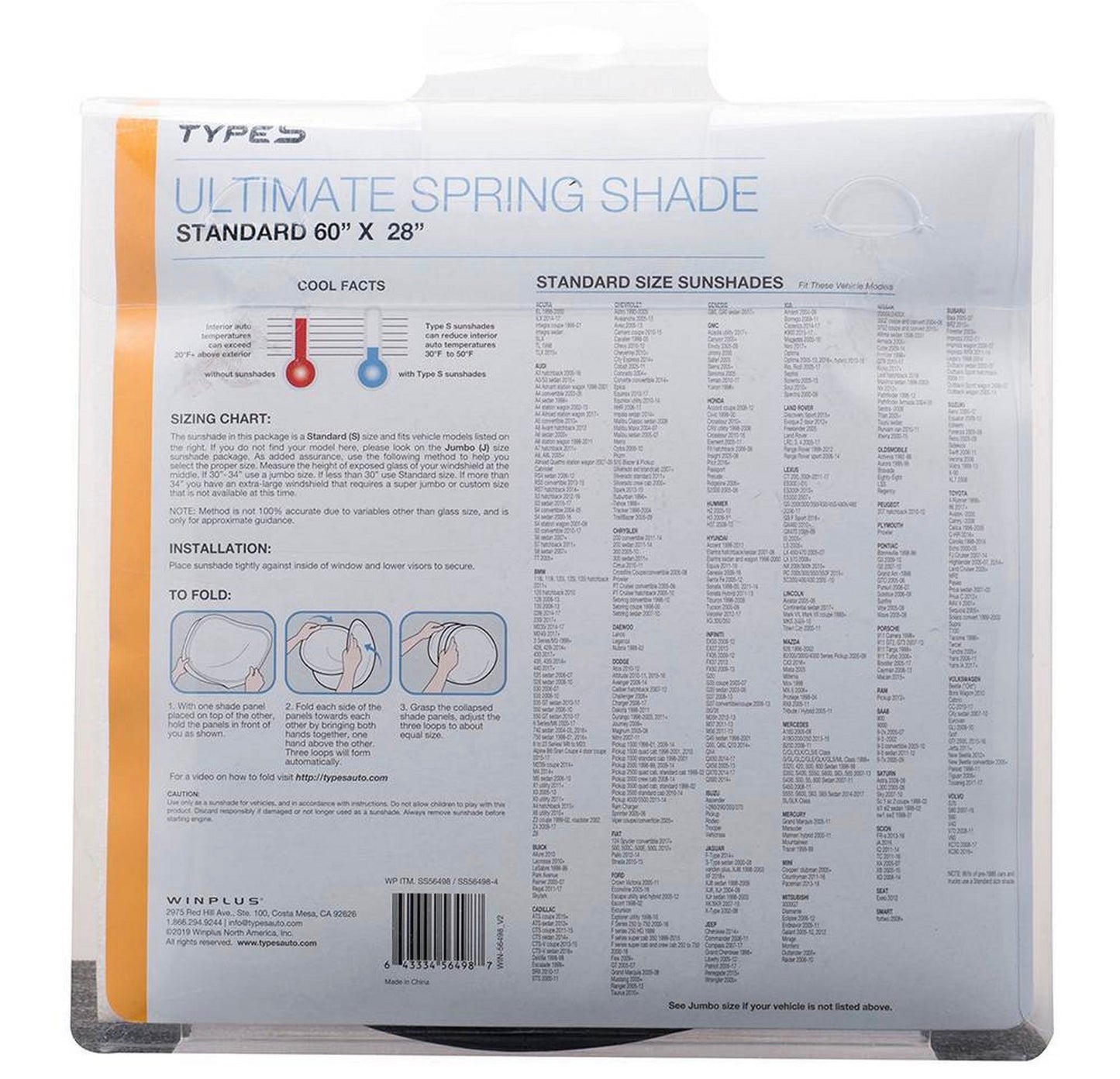 Type S Ultimate Spring Shade designed for cars, trucks, and SUVs