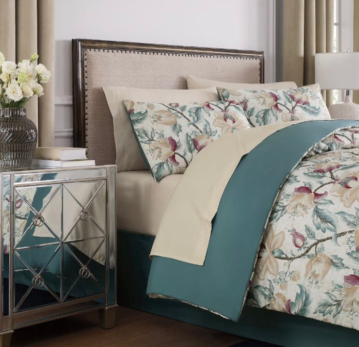 Broadhaven Warrington 8 Pieces Reversible Complete Bedding Set with Sheets Queen-Color(Blue Spruce)