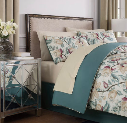 Broadhaven Warrington 8 Pieces Reversible Complete Bedding Set with Sheets Queen-Color(Blue Spruce)