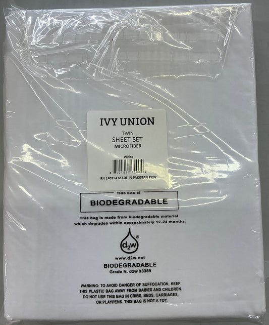 Ivy Union breathable ultra soft sheet set 3 pieces Twin-White