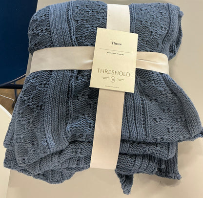 Dimensional knit throw blanket - blue - 50x60”