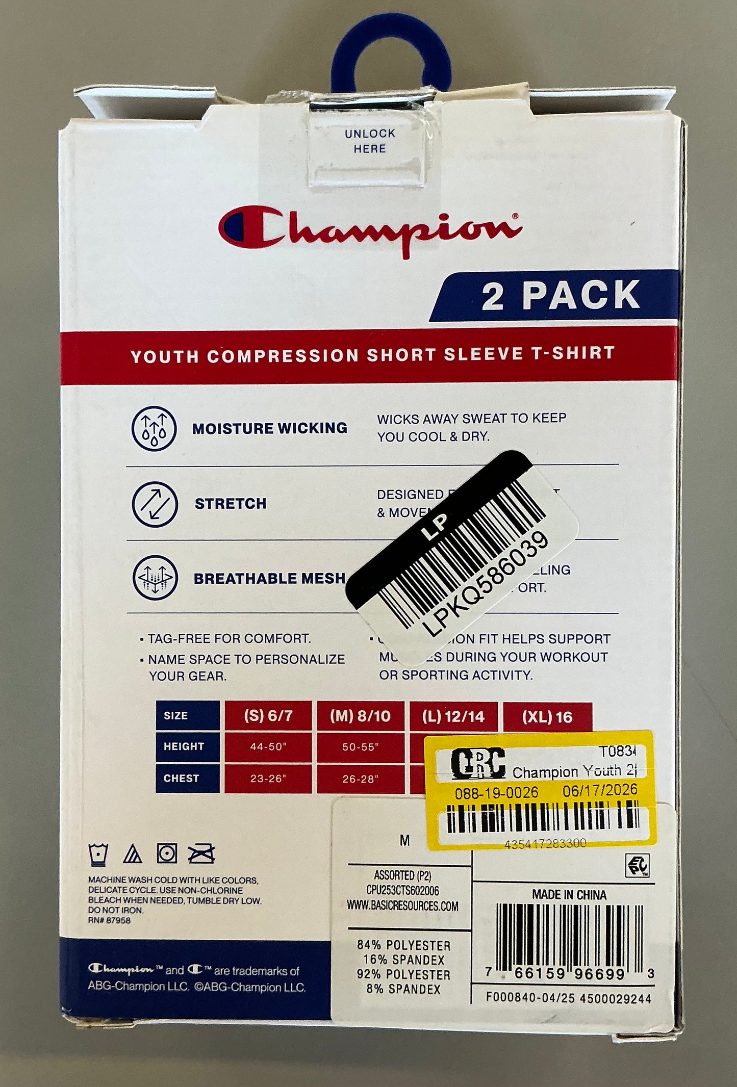Champion youth compression t-shirt - black size M (8/10) - MISSING 1 T-SHIRT - OPEN BOX