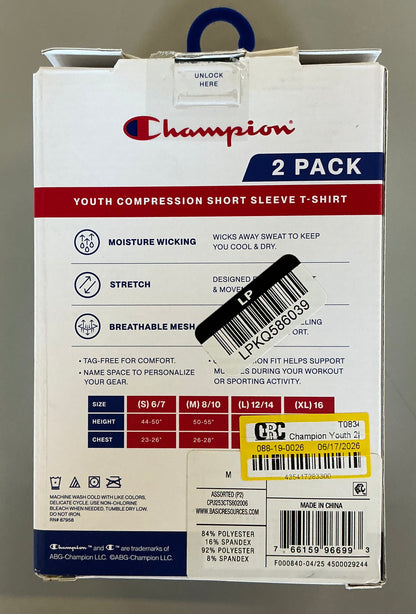 Champion youth compression t-shirt - black size M (8/10) - MISSING 1 T-SHIRT - OPEN BOX