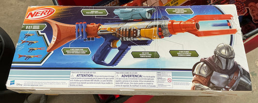 Nerf Star Wars The Mandalorian blaster - AS IS - OPEN/DAMAGED BOX - MISSING DARTS