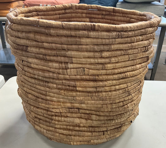 Light coiled basket - 16.14” (H) x 18.1” (W) x 18.1” (D) - MINOR COSMETIC FLAWS - PICK UP ONLY
