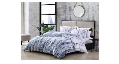 City Scene Sokal Cotton Reversible 3 Piece Duvet Cover Set in Blue king