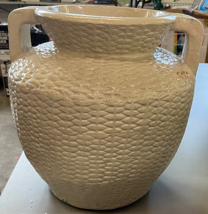 Large woven texture ceramic vase cream - AS IS - SOME COSMETIC FLAWS