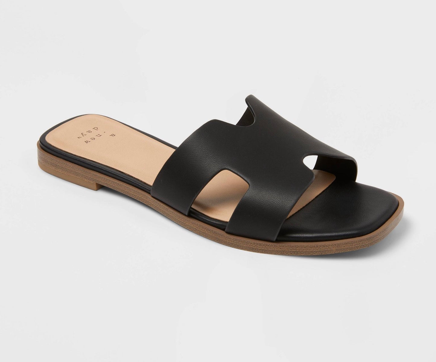 Black A New Day Nina slide sandals with cutout bands size 6W