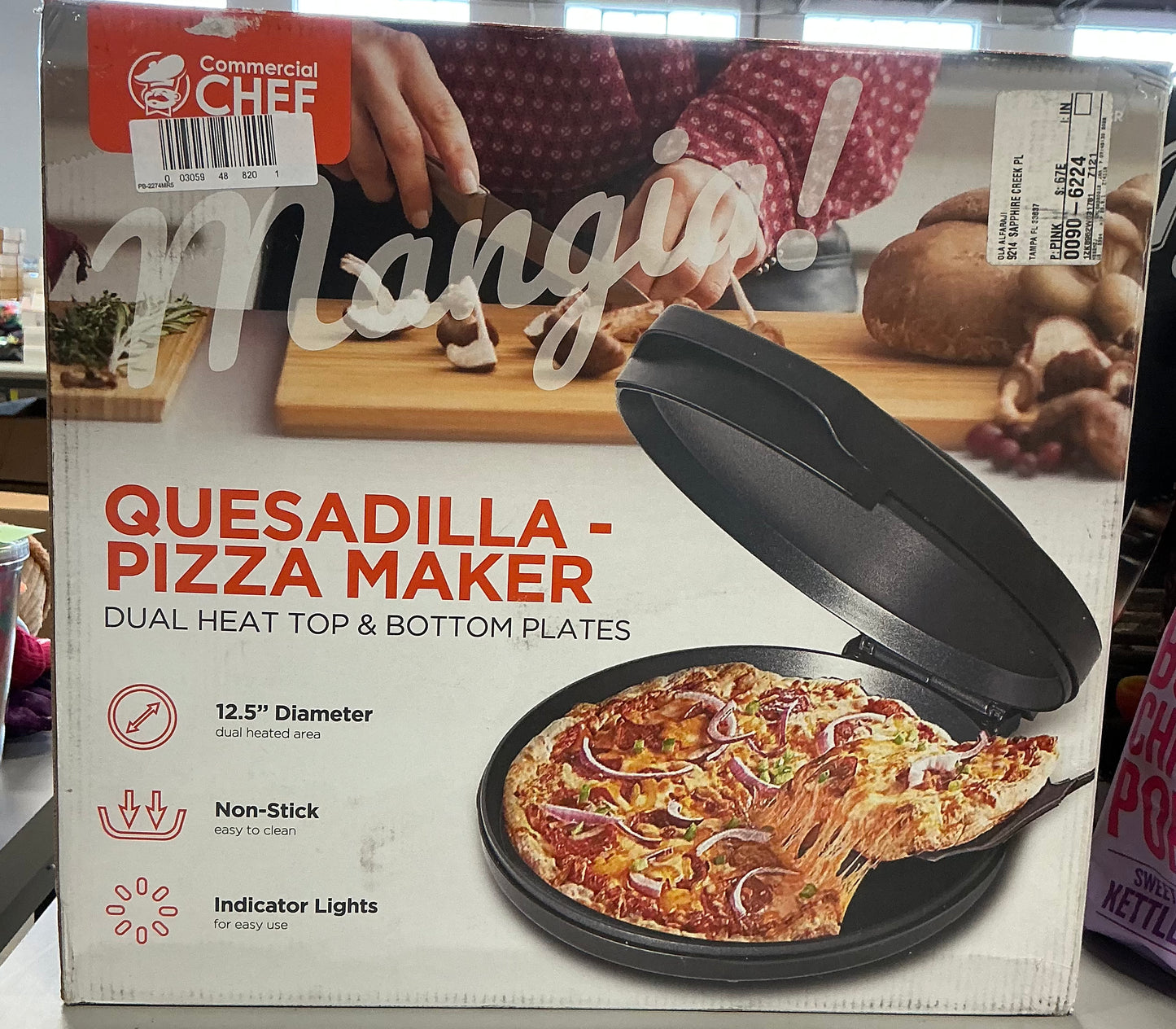 Commercial Chef CHQP12R 12-Inch Pizza Maker 12 Inch Black