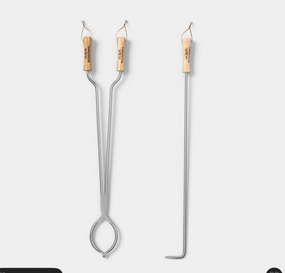 2pc tongs and fire poker tool set gray - PICK UP ONLY - DAMAGED PACKAGING