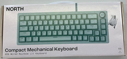North base computer keyboard compact mechanical USB-A with backlit keys 60% layout,open box-Inspected