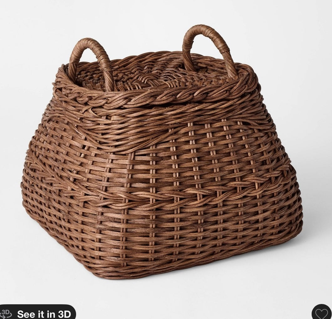 Square rattan basket dark brown - AS IS - SOME COSMETIC FLAWS
