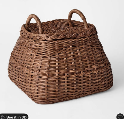 Square rattan basket dark brown - AS IS - SOME COSMETIC FLAWS