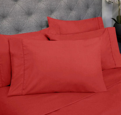 Sweet Home Collection™ Luxury Soft Microfiber Wrinkle Free Deluxe 6 Pieces Sheet Set 1500 Thread Count-Included(1 Flat Sheet, 1 Fitted Sheet and 4 Standard Pillowcases)-Red