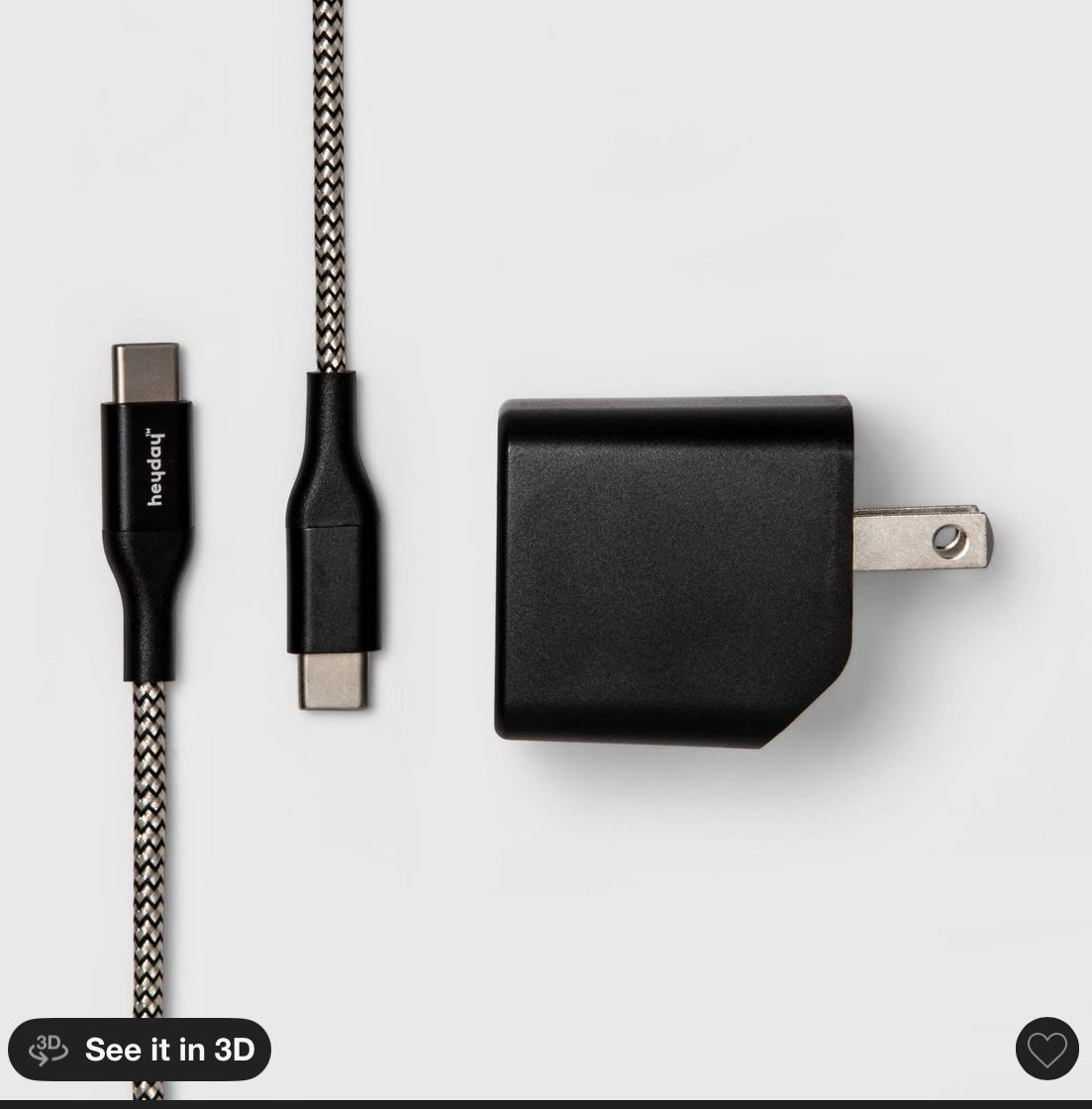 2-port USB-A USB-C wall Charger with 6’ USB-C to USB-C braided cord
