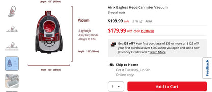 Atrix Bagless Hepa Cannister Vacuum