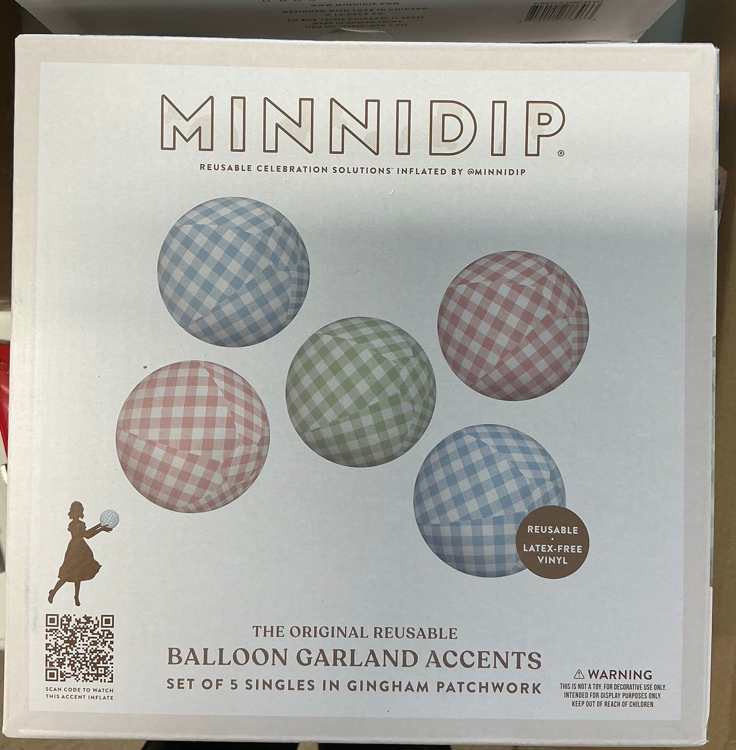 Minnidip 5ct balloon garland, gingham print