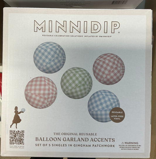 Minnidip 5ct balloon garland, gingham print