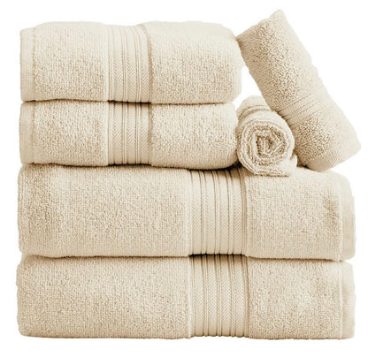 100% cotton quick dry everyday 6 piece bath towel set ivory
