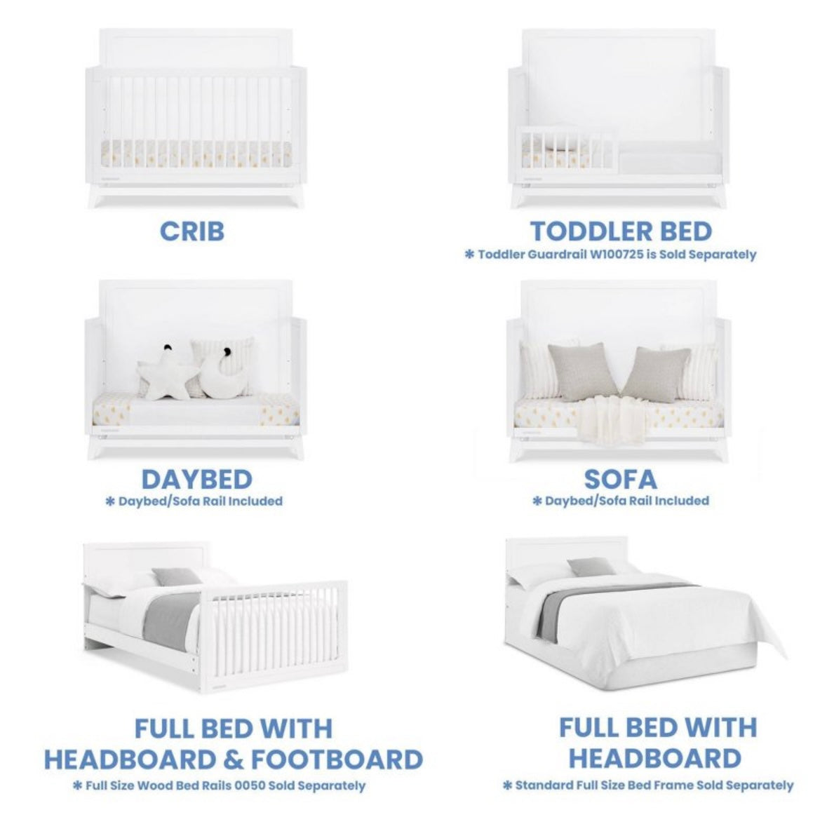 Delta Children Spencer 6-in-1 Convertible Crib - Greenguard Gold Certified - Bianca
White