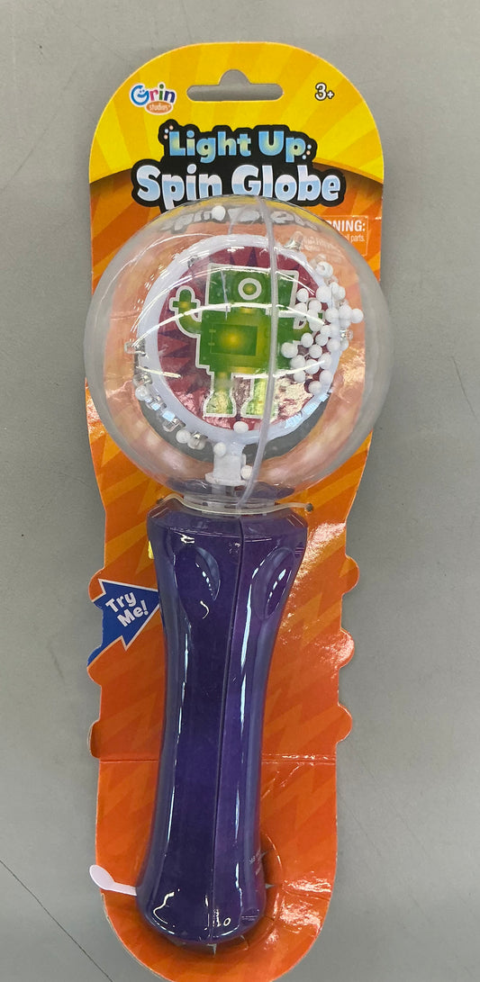 Grin Studios Light Up Spin Globe featuring a robot character