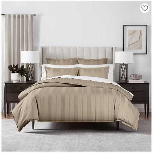 Fieldcrest Heritage duvet cover set in flax, featuring a cotton sateen construction king 3pcs