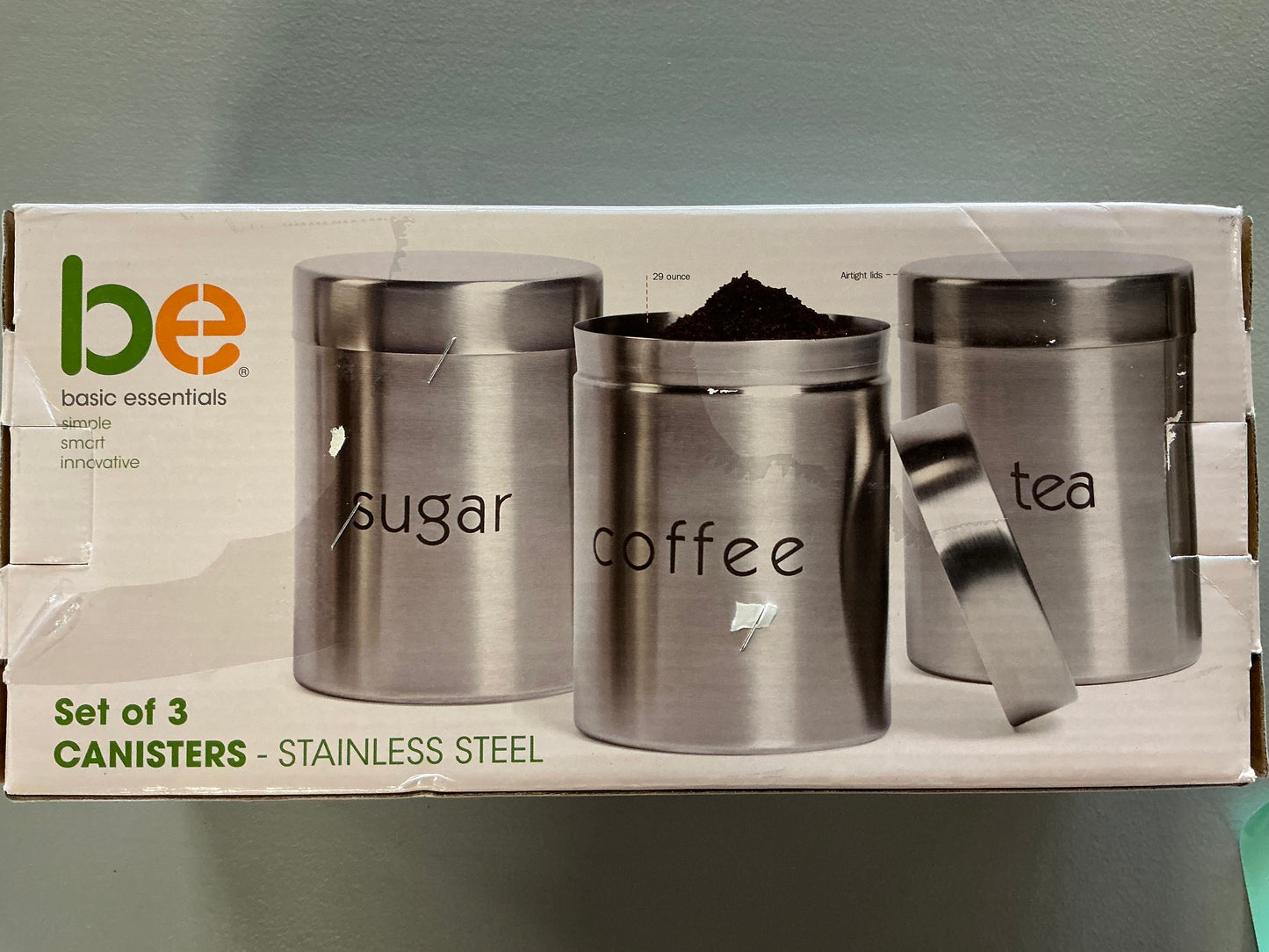 Basic Essentials® 3-pc. Stainless Steel Canister Set - Open Box