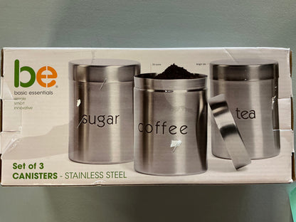 Basic Essentials® 3-pc. Stainless Steel Canister Set - Open Box