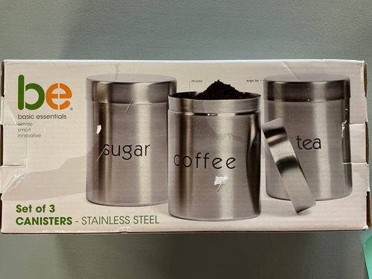 Basic Essentials® 3-pc. Stainless Steel Canister Set - Open Box