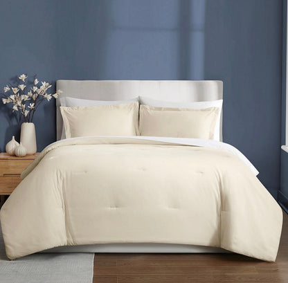 Essential 3-Piece Natural Solid Cotton King Comforter Set