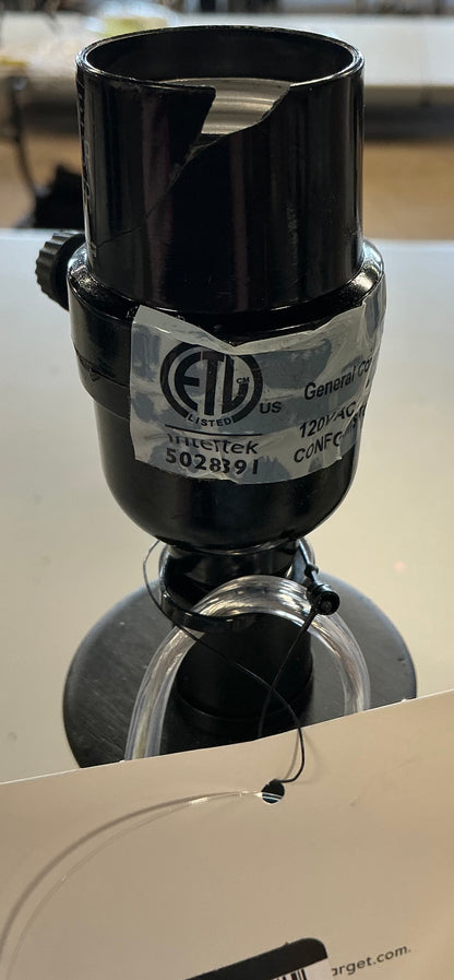 Column small lamp base black - AS IS - LAMP SOCKET CRACKED