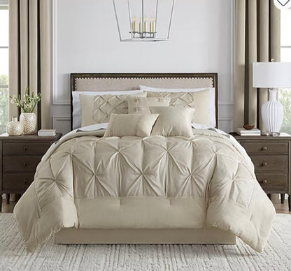 Broadhaven Cressida 7-piece faux silk comforter set in oatmeal king