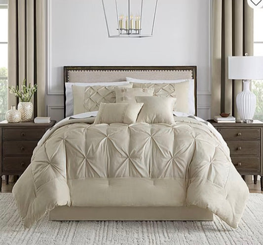 Broadhaven Cressida 7-piece faux silk comforter set in oatmeal king